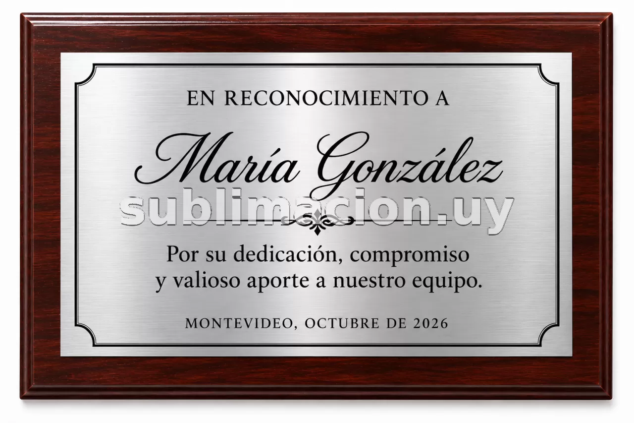 Placa sublimada plateada personalizada 20 x 30 cm