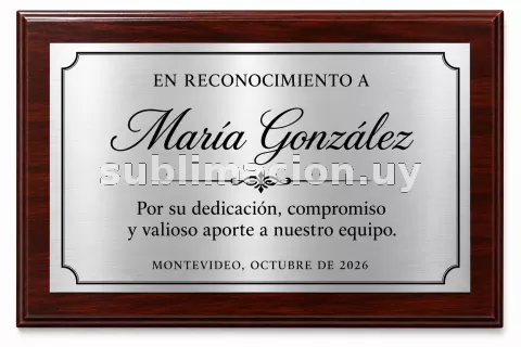 Placa sublimada plateada personalizada 20 x 30 cm
